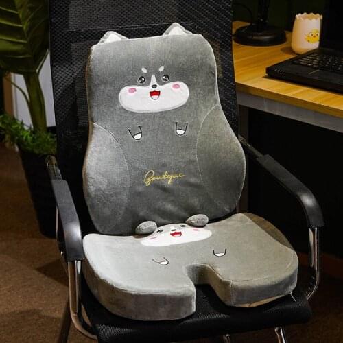 Memory cotton removable washable cushion office sedentary fart cushion backrest integrated waist protection artifact stool seat