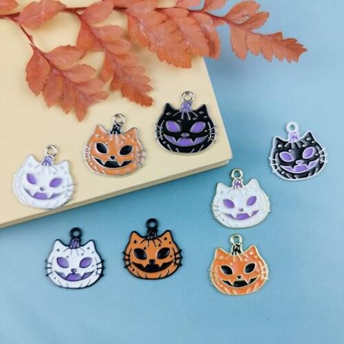 JeQue 10pcs 20x20mm Enamel Skull Pumpkin Charm For Jewelry Making Crafting Fashion Earring Pendant Cute Necklace Bracelet Charms