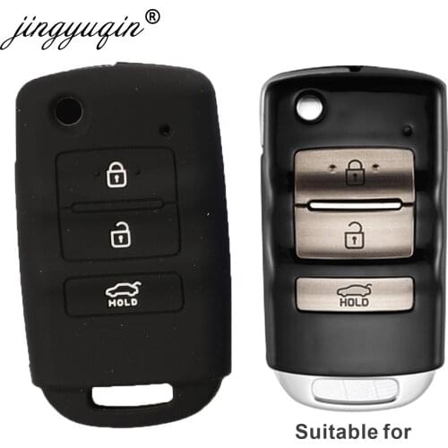 Jingyuqin 30pcs lot Silicone Skin Flip Key Case For Kia Hyundai Sorento K900 New K7 Cadenza Key Cover Protector Bag Holder