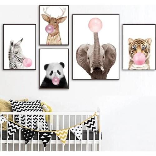 Canvas Painting Cute Panda Animal Nursery Canvas Art Poster Print Wall Art Pictures Cuadros Kids Living Room Home Decor