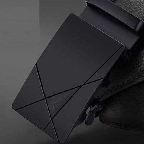 Lengthen Popular Classic Smooth Black Leather Mens Two-Layer Cowhide Full Teeth Automatic Buckle Wild Fat Belt Fashion Belt