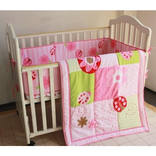 3PCS Flower Baby bedding sets Bed set in the cot Bed linen for children protetor de berço (4bumper+duvet+bed cover)