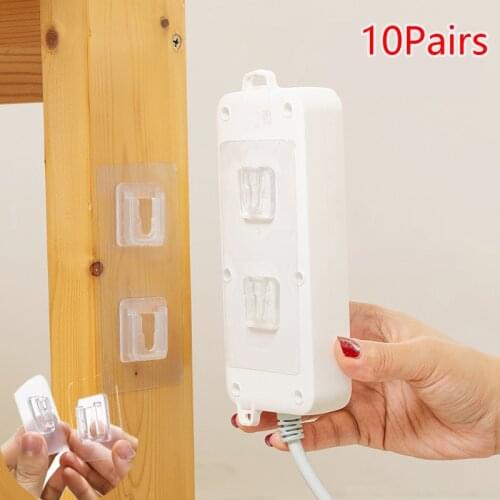 10 Pairs Double-Sided Adhesive Wall Hooks Hanger Strong Transparent Suction Cup Wall Holder For Kitchen Organization