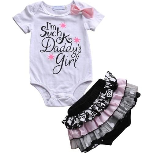 Cute Newborn Infant Baby Girl Clothes Cotton White Tops Lace Romper Ruffles Shorts Birthday Party Toddler Baby Girl Clothing Set