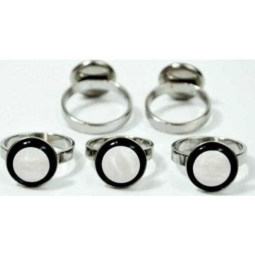 5Pcs Fashion Black White Smooth Enamel Women Ring lot female anel Steel Jewelry Lots Top quality LR4112