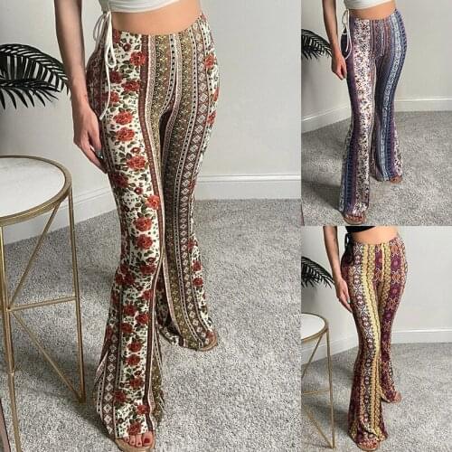 Lugentolo Fashion Flare Pants Women 2021 New Summer Bohemia High Waist Skinny Full Length Womens Trousers