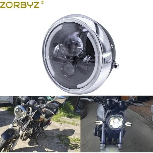 ZORBYZ Motorcycle 7'' LED Hi&Lo Headlight DRL Angel Eye Ring Light E Mark For Honda GN125 CG125 CB400 CB500 Cafe Racer Custom
