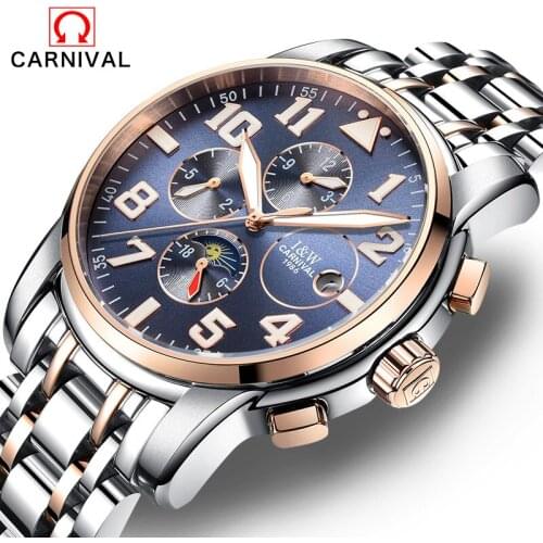 Automatic watch mens mechanical 2017 brand luxury CARNIVAL orologi tourbillon clock men sports watch military automatik watch