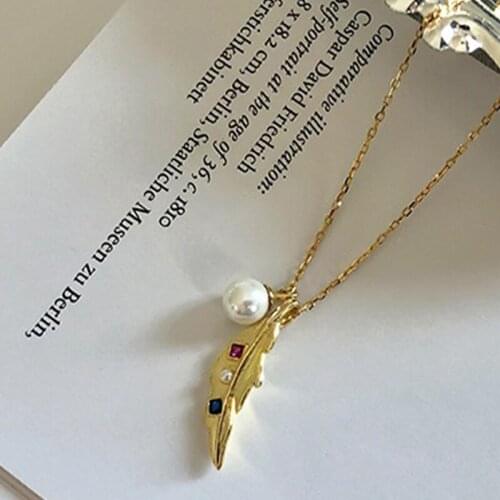 Necklace Sets For Women Goth Silver Real S925 Chains Vintage Jewelry Pendants Undefined Fashion Luxury Pearl Feather Necklace