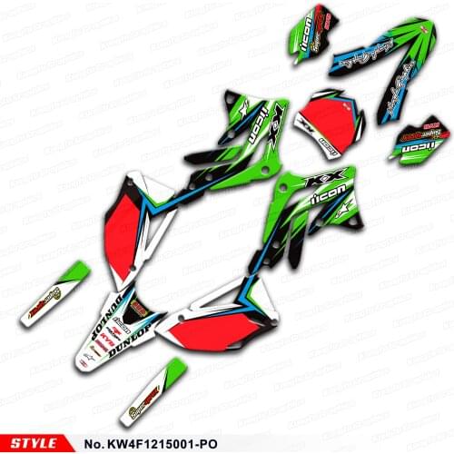 Aftermarket Dirt Bike Graphics Custom Stickers for KX450F KX 450F 2012 2013 2014 2015, Style No. KW4F1215001-PO