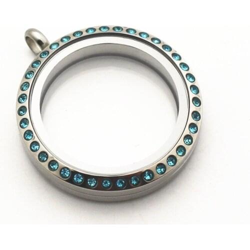 Newest Crystal 30mm Pendant floating locket Stainless steel floating charms memory lockets for Necklace locket bracelet