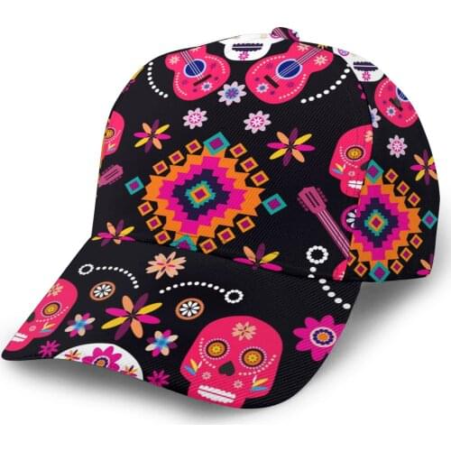 2021 Summer New Unisex Outdoor Sport Sunscreen Baseball Hat Running Visor Cap Mexican Sugar Skulls And Flowers