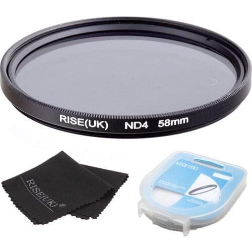 RISE(UK) 58mm Neutral Density ND4 Filter FOR ALL Camera lens+case +gift