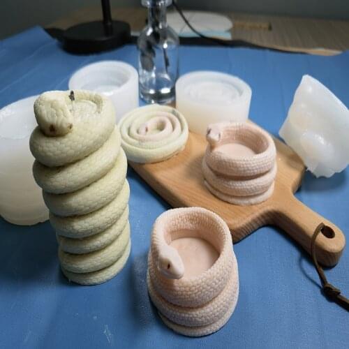 S/M/L Snake Coiling Non-stick Food Grade Silicone Candle Mold DIY Craft Plaster Soap Sugar Cake Chocolate Making Casting Tool
