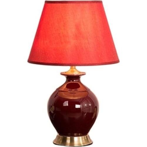 Modern American Style Red Ceramic Table Lamp For BedRoom Bedside Living Room Foyer Study Desk Reading Night Light TD053