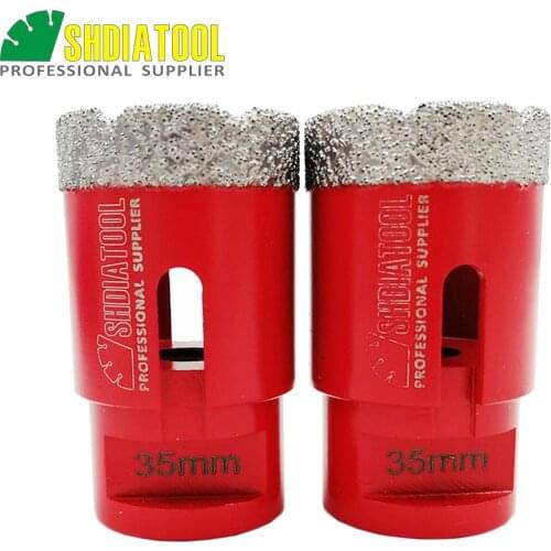 SHDIATOOL 2pcs M14 35mmX10mm Vacuum Brazed Diamond Drilling Bits Diamond Height 10mm Professional Quality Drill Bits