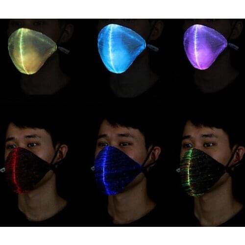 LED Flashing Mask Chargeable Colorful Anti Dust Fiber Optic Masks Bar Stage Dance Party wedding birthday Christmas Halloween