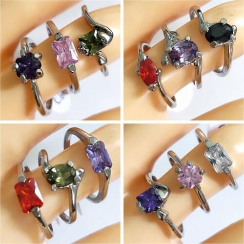 30pcs Party Gift CZ Stone Charm Ring For Women Wedding Engagement Zircon Rings Lovers Ring Girls Cute Jewelry