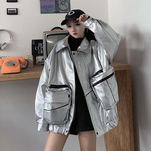 Winter Coat Women 2020 New Fashion Silver Bright side Ladies Coat Warm Thick Loose Add cotton Jacket Women Coat Oversized Coat