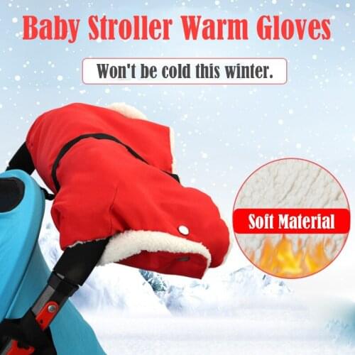 Winter Warm Stroller Gloves Newborn Baby Push Chair Windproof Gloves Waterproof Fleece Pram Accessories Pram Gloves For Mom