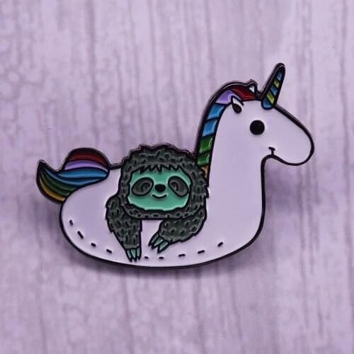 Sloth unicorn pool day badge summer party favor