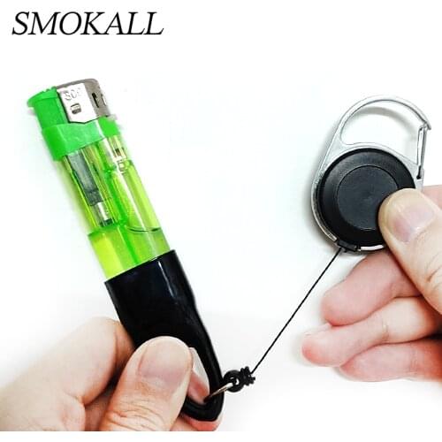 1Pcs Silicone Lighter Protective Cover With Retractable Keychain Regular Size Smoking Accessories Lighter Holder Sleeve Clip