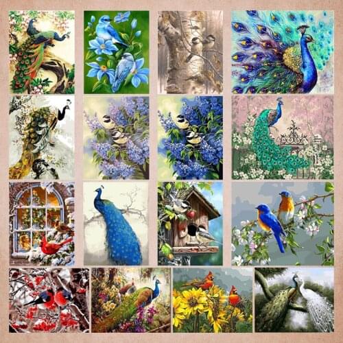 DIY 5D Full Square/Round Drill Diamond Painting Animal Lovebird & Peacock Diamond Embroidery Mosaic Pattern Handcraft Wall Decor