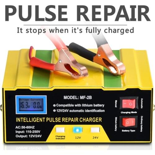 Car Battery Charger 12 / 24V 10A Pulse Repair Fast Power Charging Lead Acid Digital LCD Display