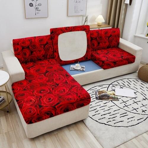 Elastic Sofa Cover Flower Print High Stretch Slipcover All-inclusive Elastic Couch Cover Sofa Seat Cushion Cover for Living Room