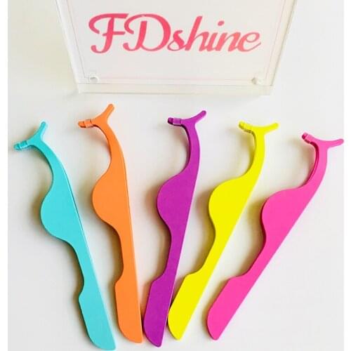 FDshine colorful lash tweezers top quality lash applicators for full strip mink lashes