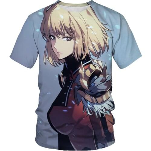 Anime female character pattern 3D printing Harajuku round neck fashion trend T-shirt summer new mens T-shirt large size