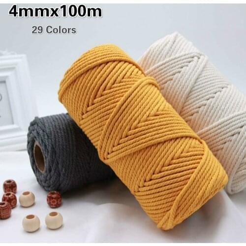 3mm Cotton Cord Colorful Macrame Rope Cord Beige Twisted Craft Macrame String DIY Wedding Home Textile Decorative supply 100M