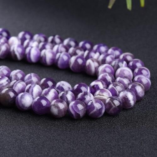 Good Quality 12/14/16MM Natural Dream Stripe Amethysts Stone Beads For Jewelry Making DIY Round Loose Beads Fit Bracelet 15