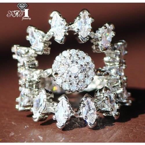 YaYI Fine Jewelry Fashion Princess Claw Set Cut White Cubic Zirconia Silver Color Engagement Wedding Party Lovers Gift Rings