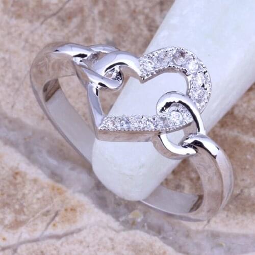 Heart Exquisite White CZ Silver Plated Ring Size 6 / 7 / 8 / 9 E495