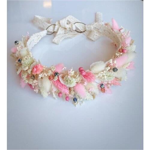 Handmade Crown bride Crown spring flowers baby shower dried flowers Mothers Crown Birthday tiara newborn custom design