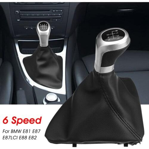6 Speed Car Manual Gear Shift Knob Shifter Lever Leather Gaiter Boot Cover For BMW E81 E87 E87LCI E88 E82