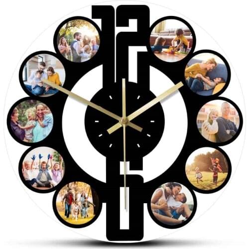 Creative 10 Customized Instagram Family Photos Wall Hanging Clock Anniversary Birthday Gift For Friend Personalized Wall Watch