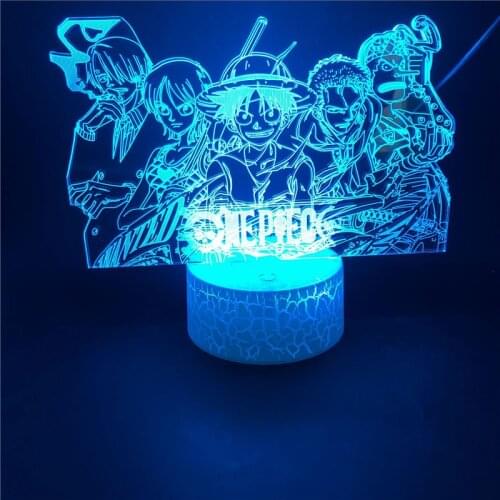One Piece 3D Night Lights Lampara Anime Figures Home Decoration Lampe Luffy Zoro Sanji Nami Action Figural Bandai Bedroom Decor