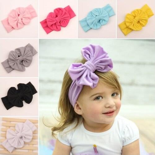 9pcs Summer Style Girl Cotton HeadWrap Floppy Big Bow Stretch Turban Headband Top Knot Headband For Kids Hair Accessories H160