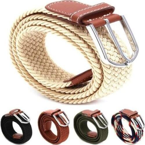 Fashion Men Elastic Knitted Belt Metal Buckle Waist Strap High Quality Military Army Tactical Belt 6 Colors 2021 New