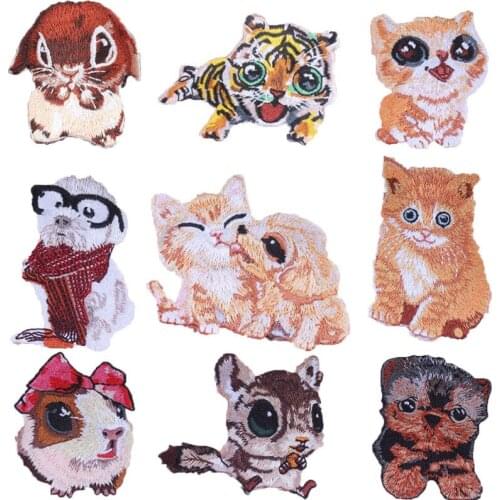 20pcs/lot Embroidery Patches Cute Animal Cat Kitty Jean Backpack Clothing Decoration Accessories Diy Iron Heat Transfer Applique