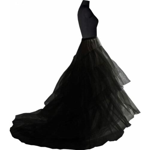 White Black Long Train Petticoat For Tail Wedding Party Dresses Crinoline 3 Hoops Underskirt saiote de noiva