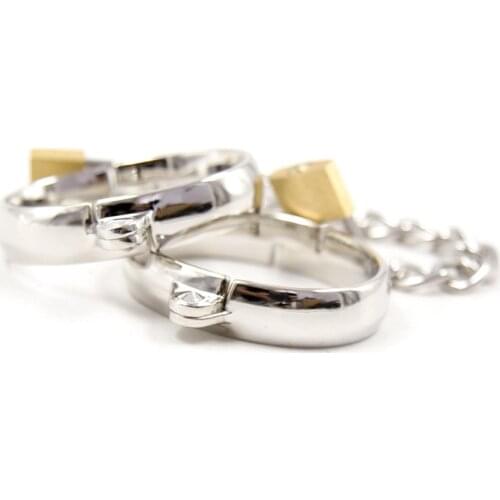 New Stainless Steel Handcuffs Lockable Shackles Sex Metal Hand Cuffs Ankle Cuffs Bdsm Bondage Restraints Adult erotic Sex Toys