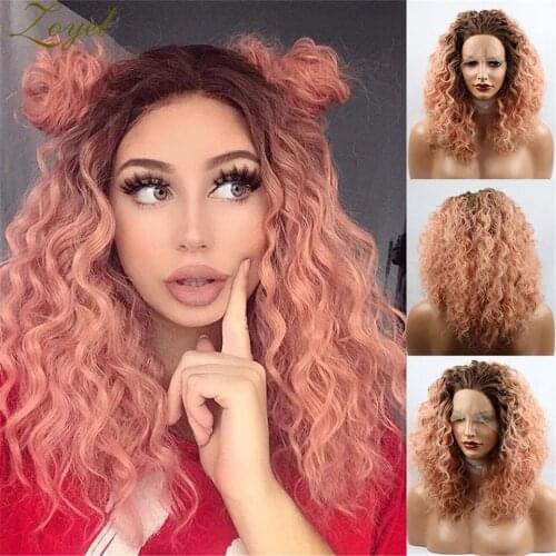 Zoyel Curly Hair Wigs Natural Part Synthetic Hair Women Wigs 180% Density Machine Made Wig Short Bob Wig