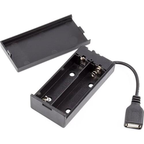 2 x 18650 Plastic Battery Storage Case Box Holder 2 Slots DIY 3.7V Batteries Clip Container Cover With USB Female ON/OFF Switch