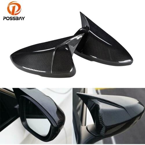 POSSBAY 2Pcs Car Side Rear View Mirror Cover Trim Carbon Fiber Style Rearview Mirror Shell Exterior Parts for Honda Accord 18-19