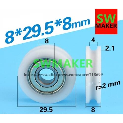8*29.5*8 U type groove pulley wheel groove plastic bags plastic coated pulley deep groove ball bearings rolling bearing pulley