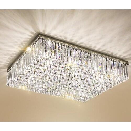 Contemporary Square Crystal Ceiling Light K9 Crystal Lamp Luxury LED Crystal Light for Living Room Bedroom
