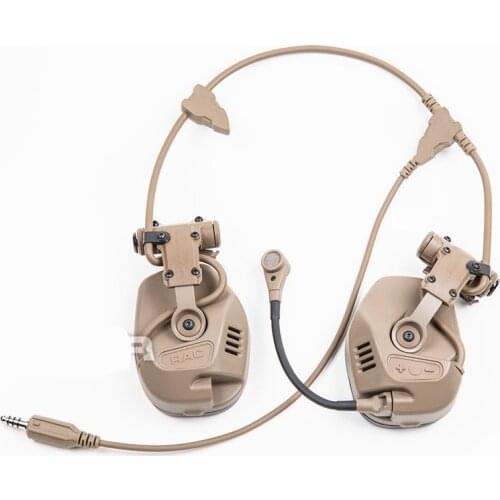 FCS RAC Tactical Rail Attached Communication Headset DE Noise Reduction For Fast Helmet Tactical High-Cut Headset/AMP Headset